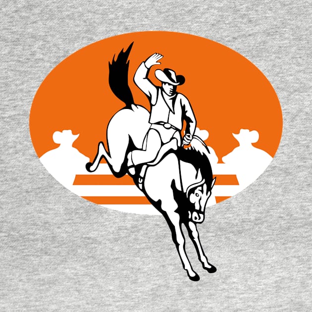 Cowboy Riding Bucking Bronco Retro by retrovectors